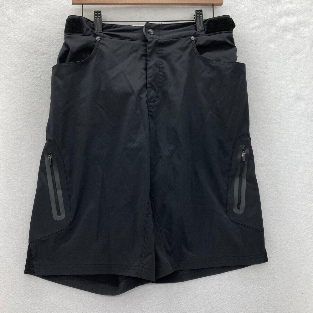 ZOIC Ether Cycling Shorts Mens XL Black Stretch Zip Pockets Adjustable Waist